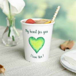 Ich Liebe Sie Niedlich Grün und Blau Herzen Geburt Pappbecher