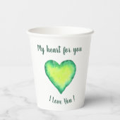 Ich Liebe Sie Niedlich Grün und Blau Herzen Geburt Pappbecher (Rückseite)