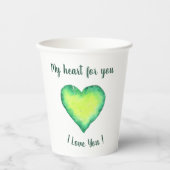 Ich Liebe Sie Niedlich Grün und Blau Herzen Geburt Pappbecher (Vorderseite)