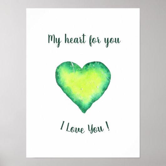 Ich Liebe Sie Niedlich Grün und Blau Herzen Geburt Poster (Vorne)