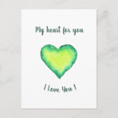 Ich Liebe Sie Niedlich Grün und Blau Herzen Geburt Postkarte (Vorderseite)