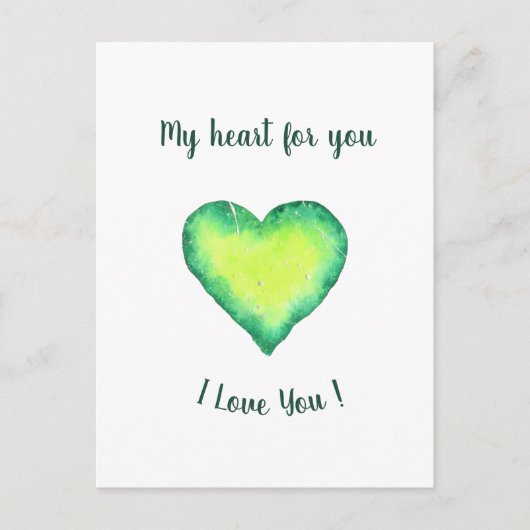 Ich Liebe Sie Niedlich Grün und Blau Herzen Geburt Postkarte (Vorderseite)