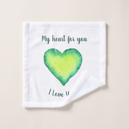 Ich Liebe Sie Niedlich Grün und Blau Herzen Geburt Waschlappen (Waschlappen)