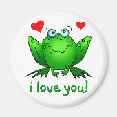 Ich Liebe Sie Niedlich Grünen Cartoon Frosch Weiß Magnet (Vorne)