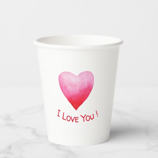 Ich Liebe Sie Niedliche Red Heart Valentine Paper Pappbecher (Vorderseite)