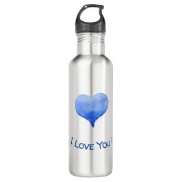 Ich Liebe Sie Niedliches blaues Herz Valentine Edelstahlflasche
