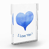 Ich Liebe Sie Niedliches blaues Herz Valentine Fotoblock (Links)
