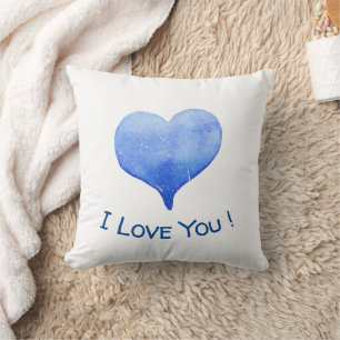 Ich Liebe Sie Niedliches blaues Herz Valentine Kissen
