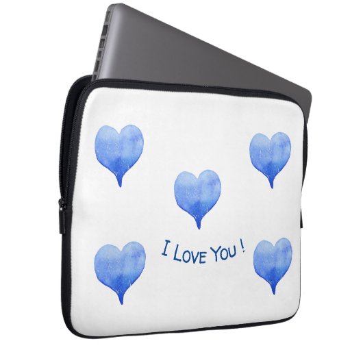 Ich Liebe Sie Niedliches blaues Herz Valentine Laptopschutzhülle (Vorne Rechts)