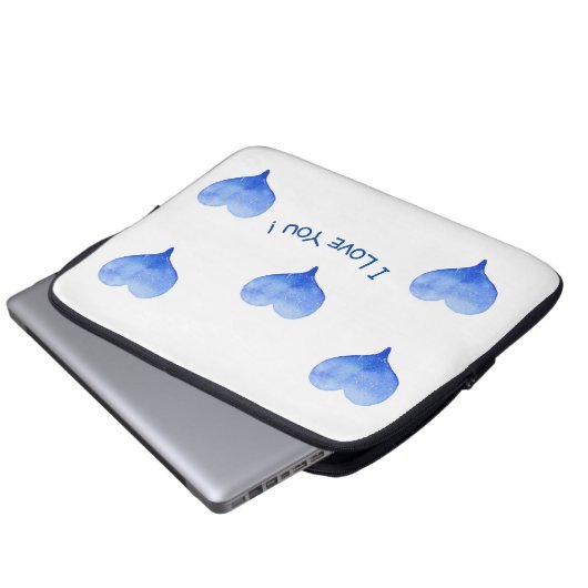 Ich Liebe Sie Niedliches blaues Herz Valentine Laptopschutzhülle (Vorne Knopf)