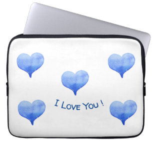 Ich Liebe Sie Niedliches blaues Herz Valentine Laptopschutzhülle