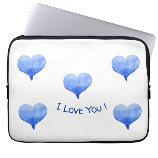 Ich Liebe Sie Niedliches blaues Herz Valentine Laptopschutzhülle (Vorderseite)