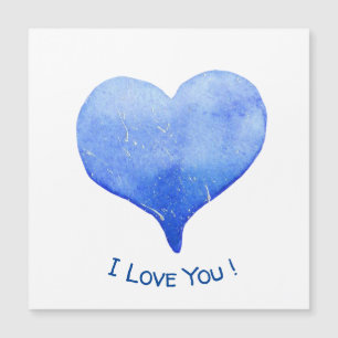 Ich Liebe Sie Niedliches blaues Herz Valentine Magnetkarte