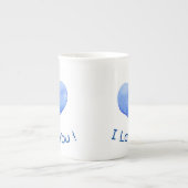 Ich Liebe Sie Niedliches blaues Herz Valentine Porzellantasse (Vorderseite)