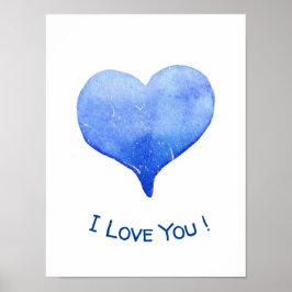 Ich Liebe Sie Niedliches blaues Herz Valentine Poster