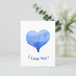 Ich Liebe Sie Niedliches blaues Herz Valentine Postkarte