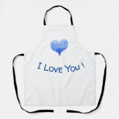 Ich Liebe Sie Niedliches blaues Herz Valentine Schürze (Vorderseite)
