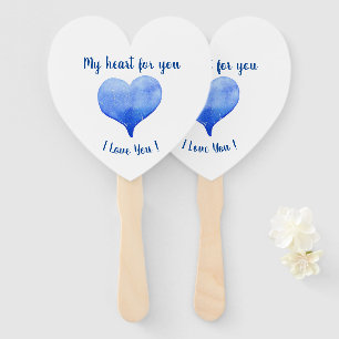 Ich Liebe Sie Niedliches blaues Herz Valentinstag Fächer