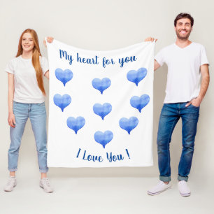 Ich Liebe Sie Niedliches blaues Herz Valentinstag Fleecedecke