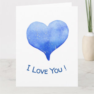 Ich Liebe Sie Niedliches blaues Herz Valentinstag Karte
