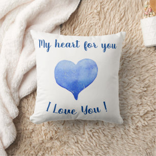 Ich Liebe Sie Niedliches blaues Herz Valentinstag Kissen