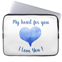 Ich Liebe Sie Niedliches blaues Herz Valentinstag Laptopschutzhülle