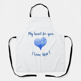 Ich Liebe Sie Niedliches blaues Herz Valentinstag Schürze