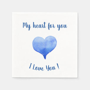 Ich Liebe Sie Niedliches blaues Herz Valentinstag Serviette