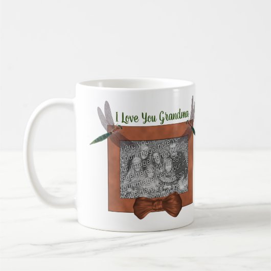 Ich Liebe Sie Oma Dragonfly Personalisiertes Foto Kaffeetasse (Links)