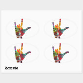 Ich Liebe Sie Ovaler Aufkleber (Blatt)