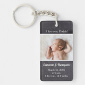 Ich Liebe Sie Papa Custom Baby Foto Name Geburtsda Schlüsselanhänger (Vorderseite)