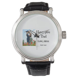 Ich Liebe, Sie Papa den Tag elegant fügen Foto-Tex Armbanduhr