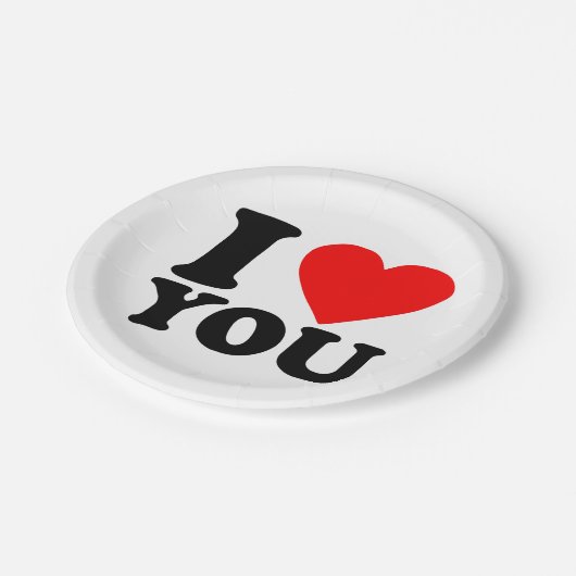 Ich Liebe Sie Pappteller (Schrägansicht)