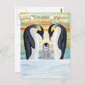 Ich Liebe Sie Penguin Familie mit Baby Penguin Postkarte (Vorne/Hinten)