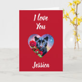 Ich Liebe Sie Personalisiert Name Panther und Rote Karte (Gelbe Blume)