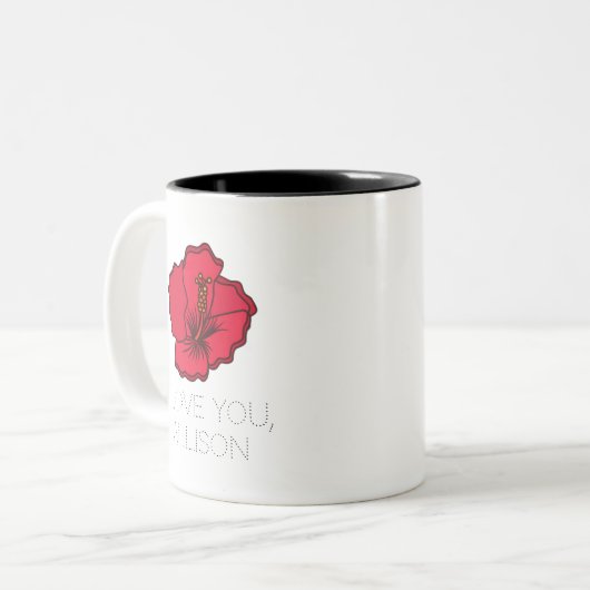 Ich Liebe Sie Personalisierte Blume Ehefrau oder F Zweifarbige Tasse (Vorderseite Links)
