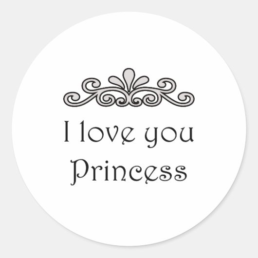Ich Liebe Sie Prinzessin Runder Aufkleber (Vorderseite)