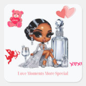 Ich Liebe Sie Quadratischer Aufkleber (Vorderseite)