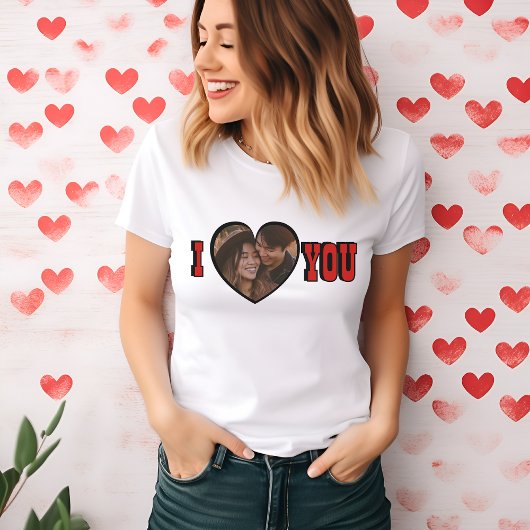 Ich Liebe Sie Red Custom Foto Herzfrauen T-Shirt