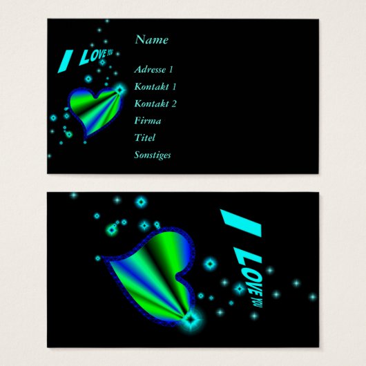 Ich Liebe Sie, Regenbogenherz mit Sternen auf schw (Vorne & Hinten)