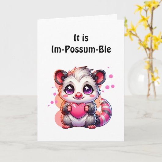 Ich Liebe Sie | Romantische Kokette Possum Karte (Gelbe Blume)