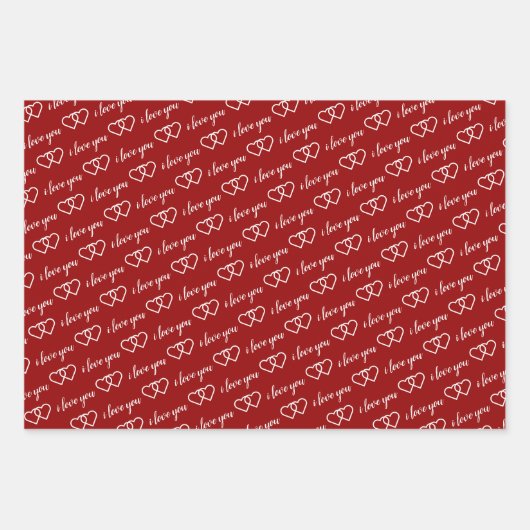 Ich Liebe Sie Romantische Valentine Rote Herzen St Geschenkpapier Set (Vorderseite 2)