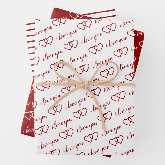 Ich Liebe Sie Romantische Valentine Rote Herzen St Geschenkpapier Set (Beispiel)