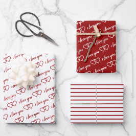 Ich Liebe Sie Romantische Valentine Rote Herzen St Geschenkpapier Set