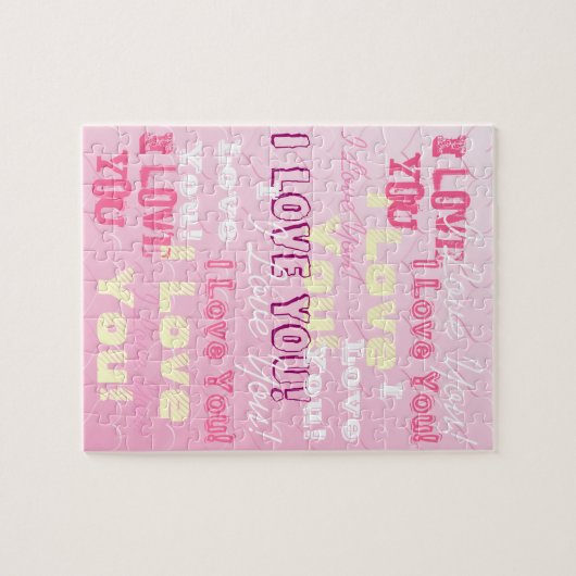 Ich Liebe, Sie rosa Bas Relief Hörgeräusch Puzzle (Horizontal)