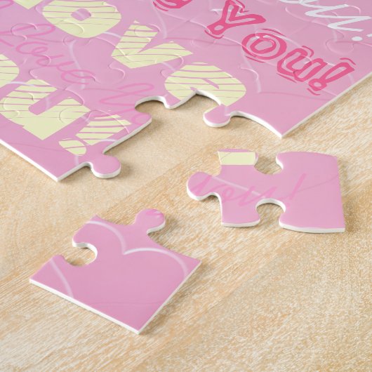 Ich Liebe, Sie rosa Bas Relief Hörgeräusch Puzzle (Seite)