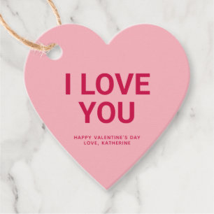 Ich Liebe Sie rosa Herz niedlich Valentinstag Brau Geschenkanhänger
