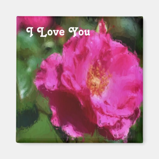 Ich Liebe Sie rosa Rose Magnet (Vorne)