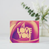 Ich Liebe Sie rosa Rose Postkarte (Stehend Vorderseite)