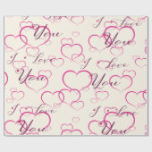 Ich Liebe Sie - rosa, schwebende Herzen Geschenkpapier (Flach)